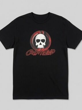 Port & Company XL Black Crashland Skull Graphic T-Shirt - Hole in Armpit